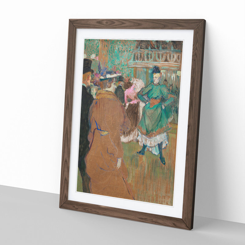 Quadrille at the Cabaret by Henri de Toulouse-Lautrec - Picture Frame Painting, 36cm H x 27cm W x 2cm D, Walnut Framed
