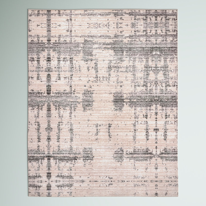 Sewell Abstract Machine Washable Runner Rug for Living Room Bedroom Dining Room Entryway Hallway Kitchen, Grey/Beige