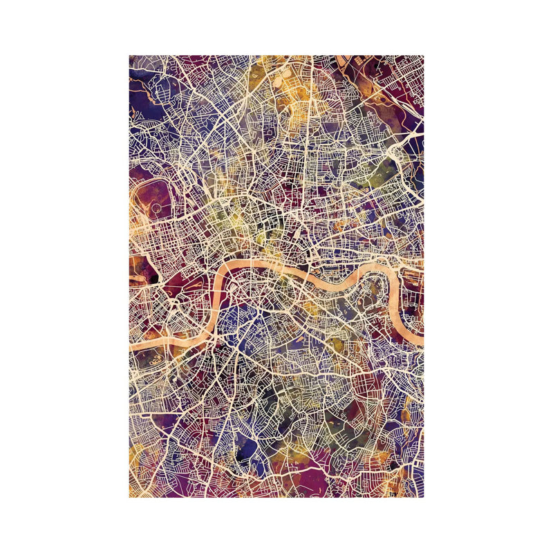 London England Street Map II by Michael Tompsett - Wrapped Canvas Gallery-Wrapped Canvas Giclée