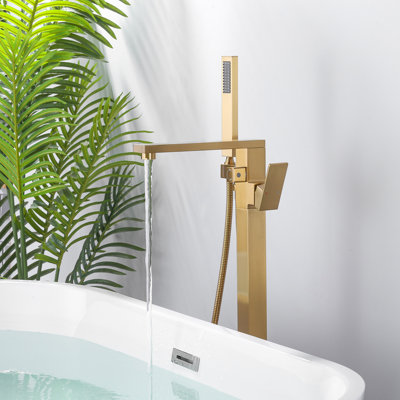 Robinet de baignoire sur pied en laiton avec douche à main WOWOW