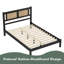 Lit plateforme en bois avec tête de lit en rotin naturel, élégance exquise et charme minimaliste pour la chambre à coucher-979571974-979571971