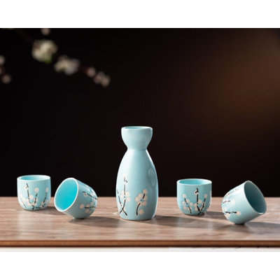 5-Piece Sake Set, Durable Ceramic Japanese Sake Set With 1 Carafe/Decanter/Tokkuri Bottle And 4 Ochoko Cups For Hot Or Cold Sake At Home Or Restaurant -  Wildon HomeÂ®, FBD3B2C0952542F3AD2DED2B78607B72