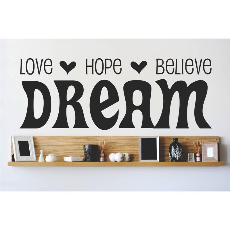 Décalcomanie murale love espère, Noir, H 6 po x l 20 po x P 0,16 po