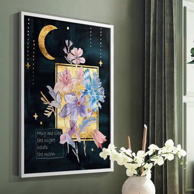 Moonlight Flowers III, reproduction encadrée - bois massif