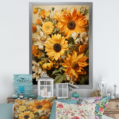 «Vintagea Sunshine Sunflowers I», reproduction sur toile