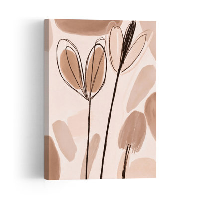 Fleurs douces et organiques, paysage floral abstrait contemporain délicat, impression d'art mural