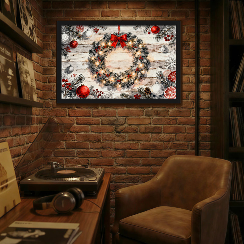 Couronne de Noël avec lumières et ornements