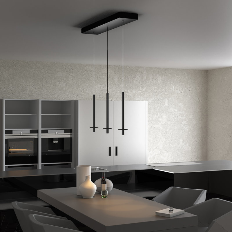 Zakaryan 3 - Light Kitchen Island Pendant, Black