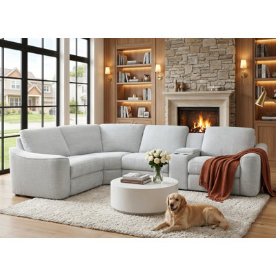 Canapé modulaire inclinable électrique, canapé d'angle en chenille en L avec console de chargement USB et Type-C, porte-gobelets et rangement caché, canapé modulaire inclinable 3 places pour le salon, le cinéma maison (3 couleurs: gris foncé, gris clair, blanc)