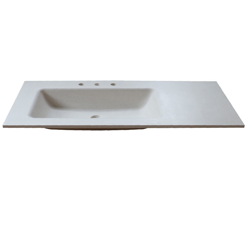 49'' Sandy White Concrete Single Bathroom Vanity Top with Integral Sink