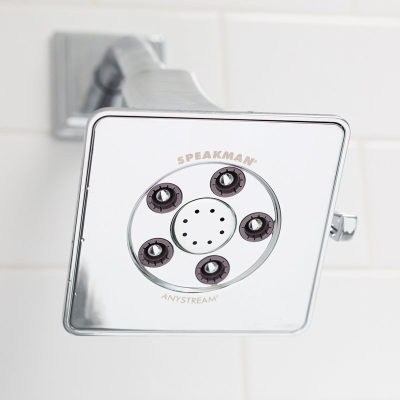 Polished Chrome Adjustable Square Wall Mounted Shower Head
