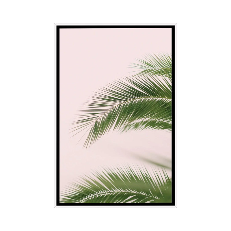 Pink And Green Palm Tree by Svetlana Balta - Painting on Canvas, White Framed, 101.6 cm H x 66.04 cm W