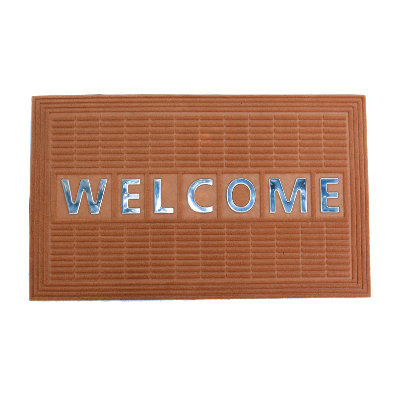 Tapis d'entrée antidérapant Lauralee Welcome 30 po x 18 po, Brun pâle