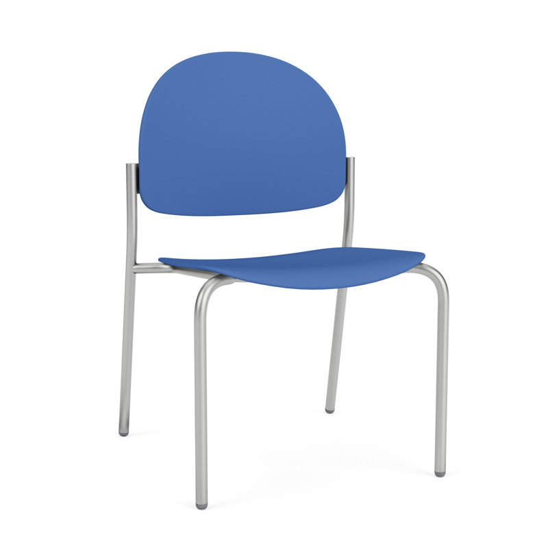 Chaise d'invité sans accoudoir Chat Chat, Argent, Cobalt Blue Poly