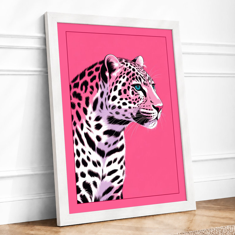 Alert Leopard Modern - Framed Print, A3 - 42.0 x 29.7 cm, White
