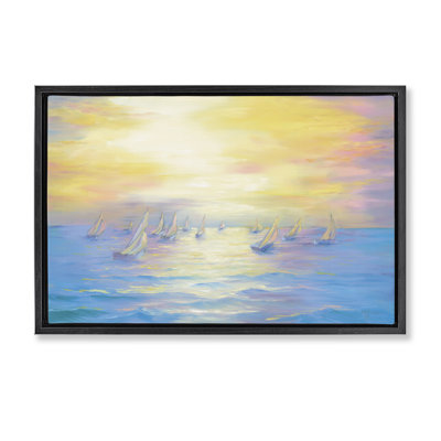 Art mural en toile encadré noir Sun Bleached Seascape