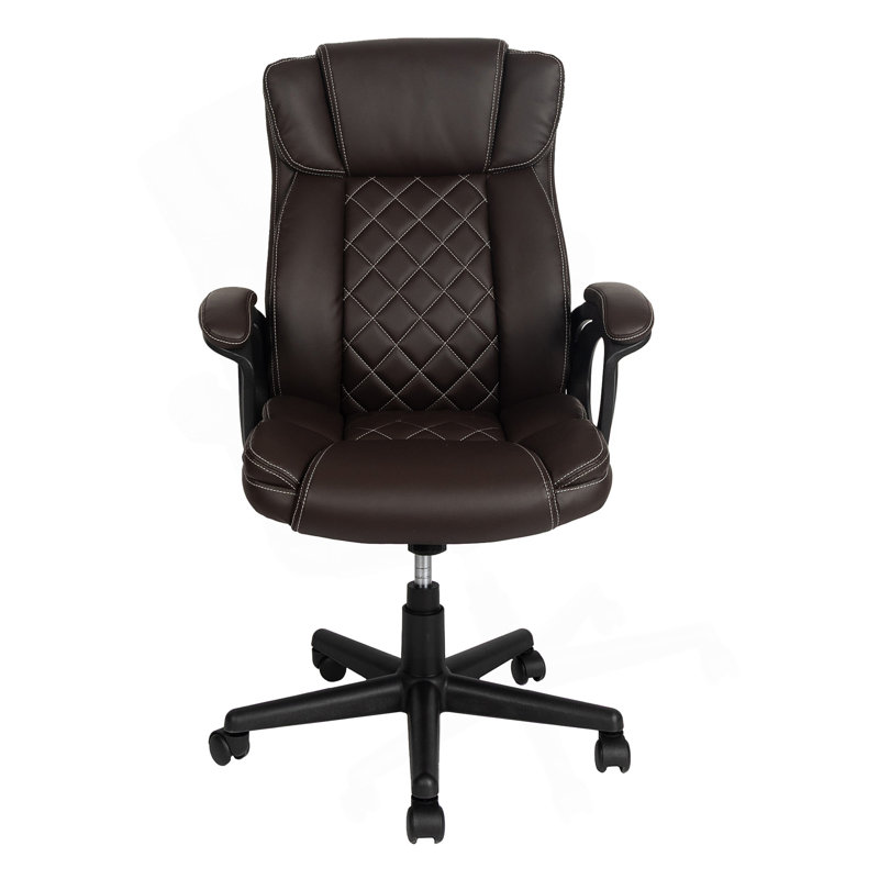 Ergonomic Executive Office Chair High Back Faux Leather – Adjustable Height, Lumbar Support, Diamond-Stitched Padding, Swivel Desk Chair W/Armrests & Tilt Recline For Home Office