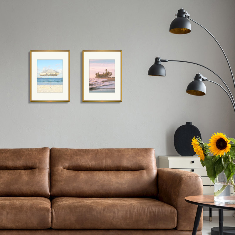 Cadre photo en métal avec passe-partout - Basics by Wayfair ™, Bronze, 12 po x 16 po emmêlé à 8,5 po x 11 po