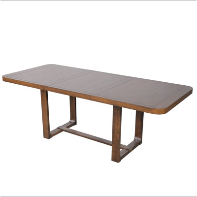 TOPMAX Extendable Solid Wood Dining Table, 60-84inch Rectangular Kitchen Table with Rounded Corners, Removable Leaf, Groove Line Detailing, Stretcher