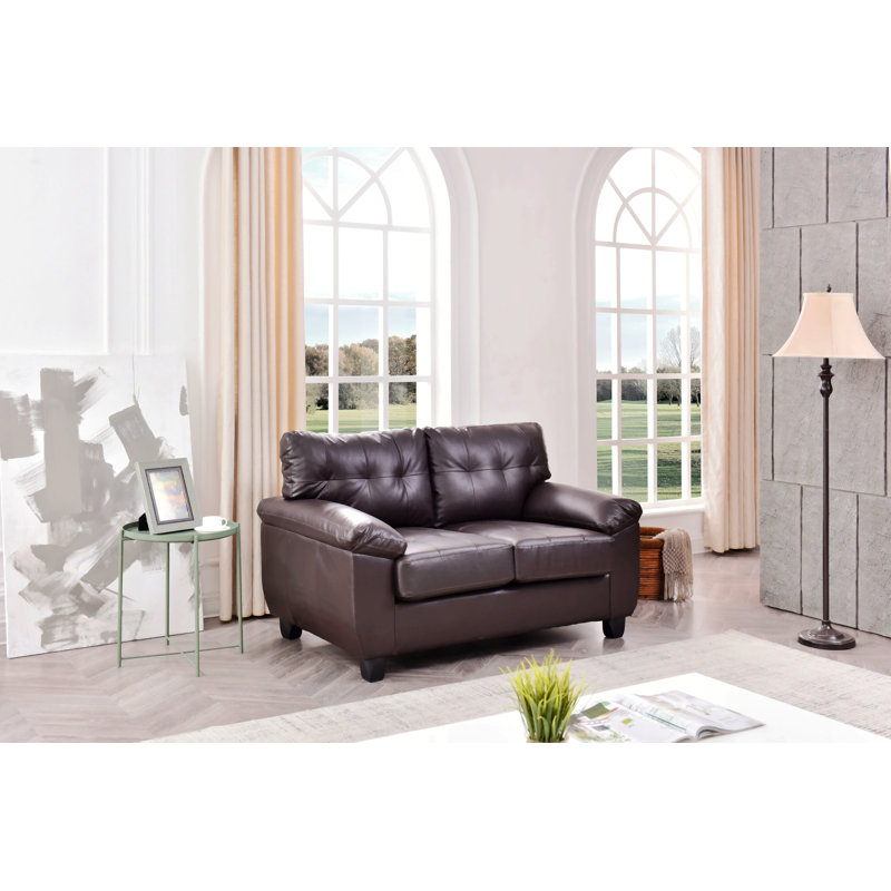 Waville 57'' Loveseat,Tufted Sofa,Faux Leather Couch, Beige Leather