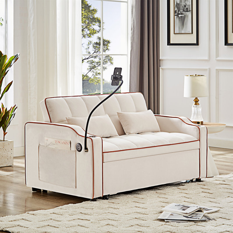 1 canapé-lit pliable polyvalent en 3 longueurs, Beige
