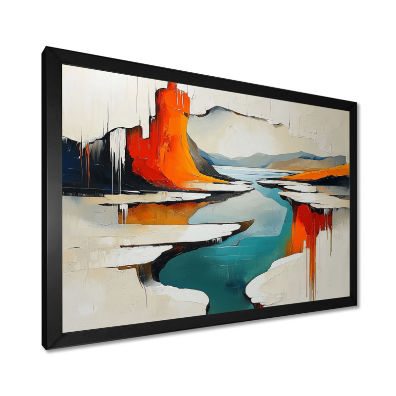Art mural surréaliste moderne abstrait, H 30 po x l 40 po, Noir, noir, noir, noir, Reproduction encadrée d'une seule photo