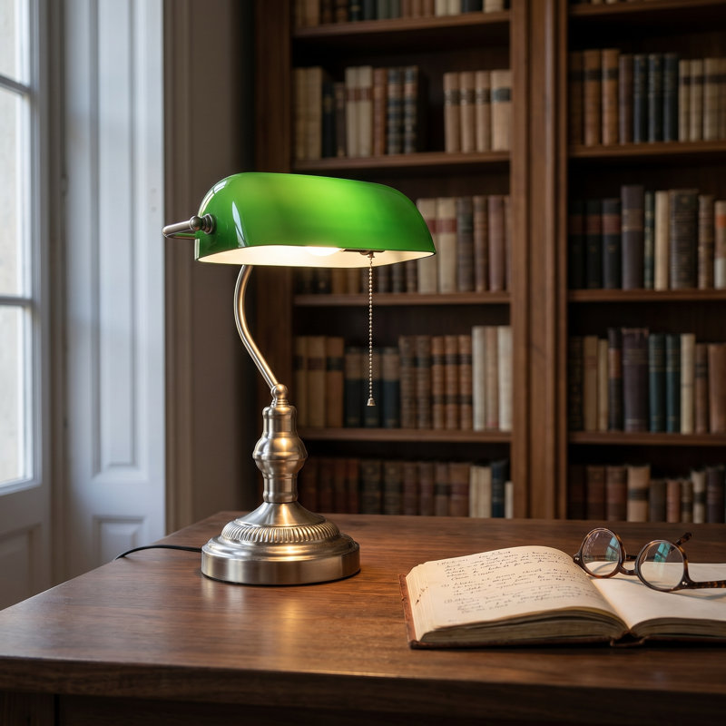Lampe de table Kandace, Vert, Nickel