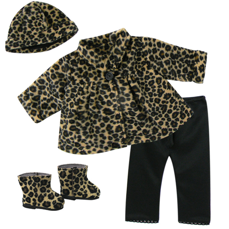 Doll Animal Print Coat, Hat, Leggings, and Boots