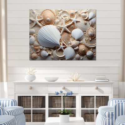 Photographie de coquillage blanc minimal III sur toile
