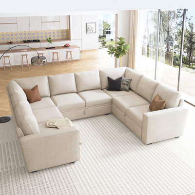 Niyona Modular Sleeper Sectional Sofa Convertible U-Shaped Sofa Bed