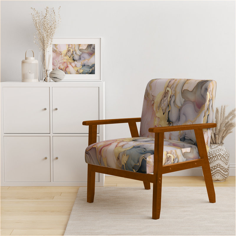 Fauteuil Berdahl, Accoudoirs carrés bruns, Orange Velvet