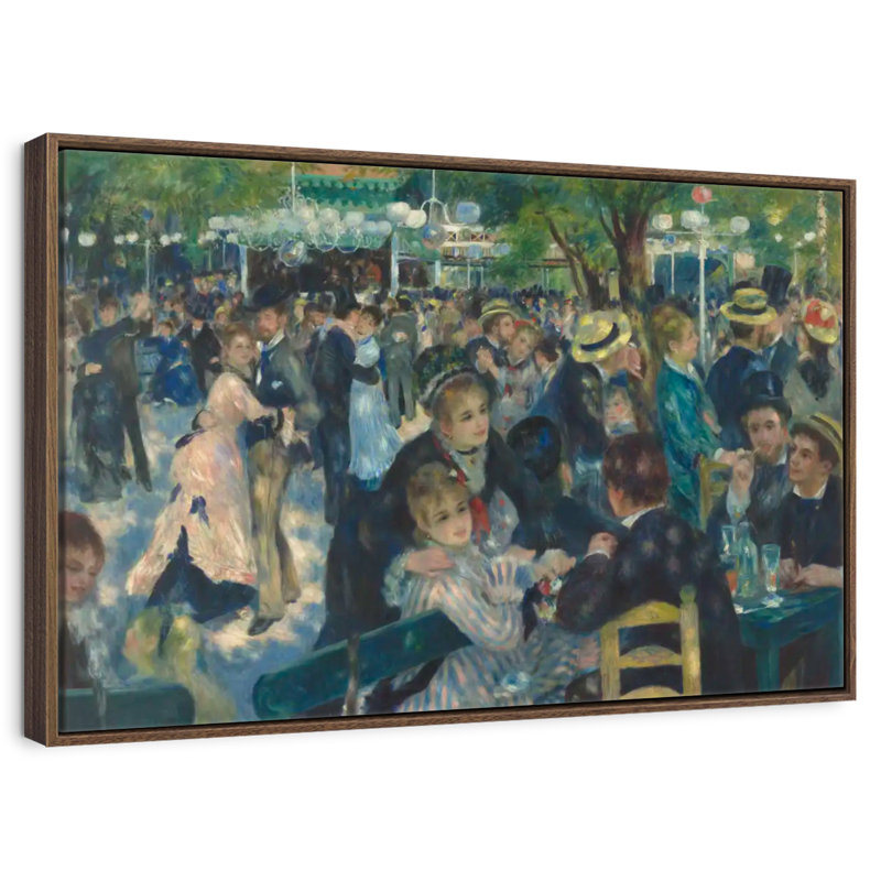 Danse au Moulin de La Galette, 25 po x 17 po, Cadre flottant noyer