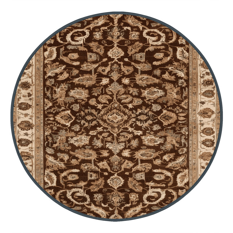 Tapis brun lavable à la machine, Rond 5 pi