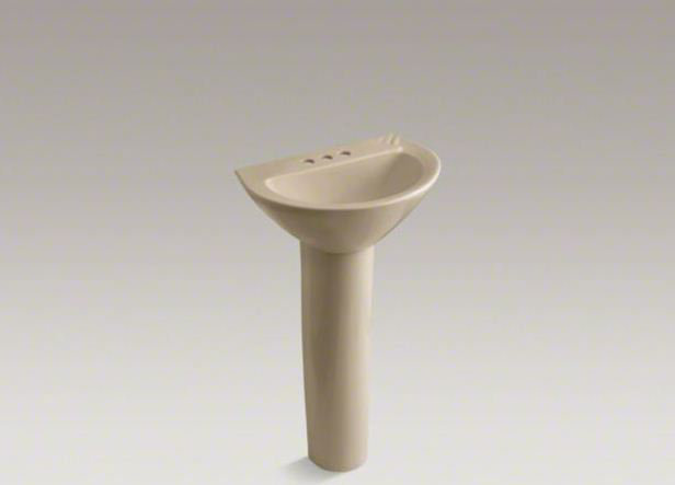 Parigi® Ceramic 20" Pedestal Bathroom Sink, Biscuit, 4" Centers