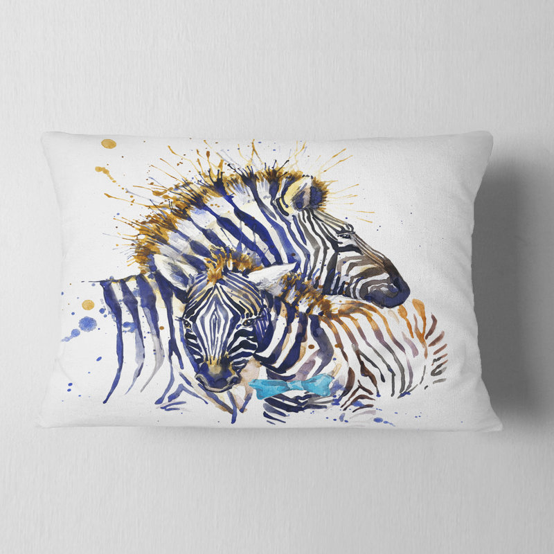 Coussin lombaire en aquarelle zèbre animal family