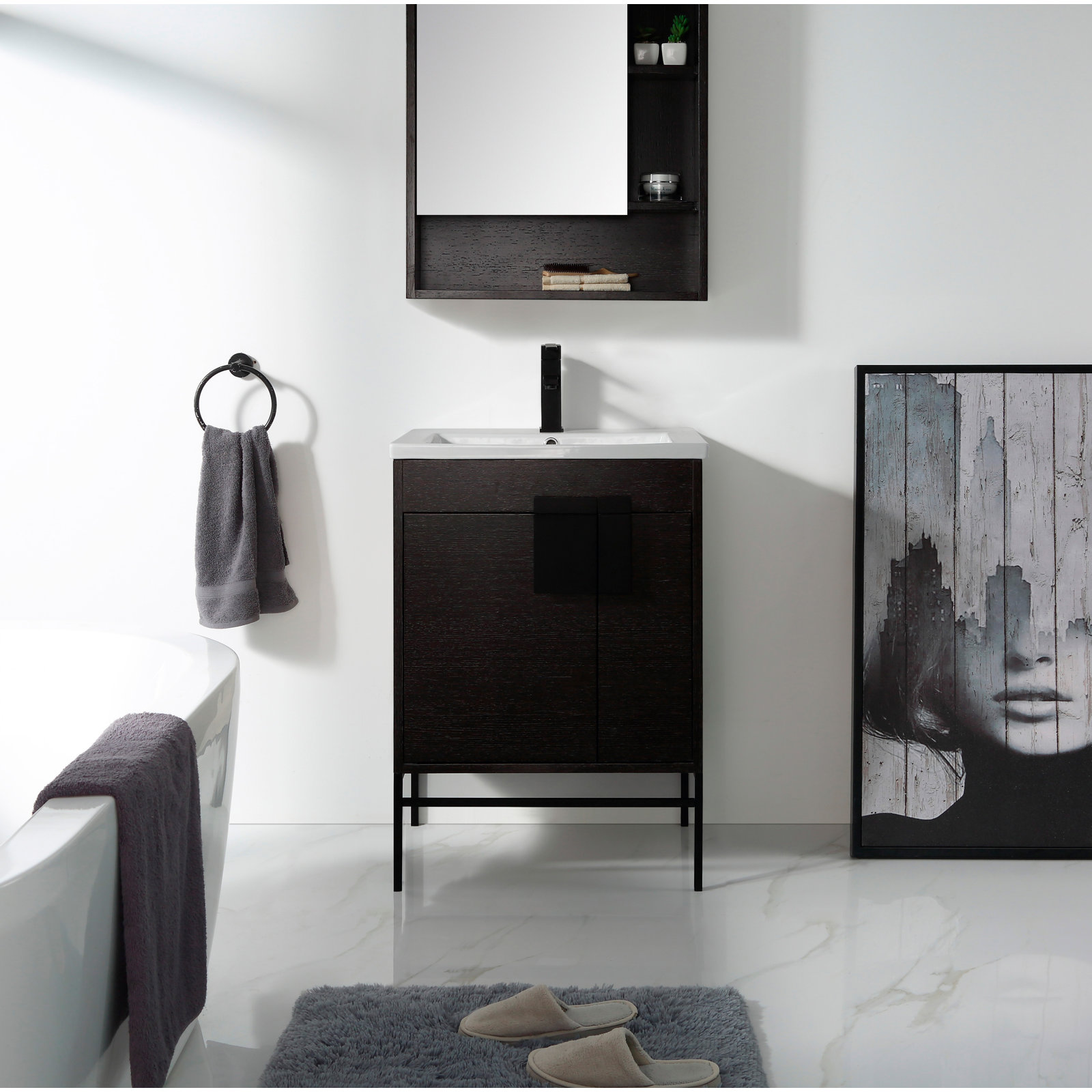 Maisie 24'' Single Bathroom Vanity, Black Matte, Black