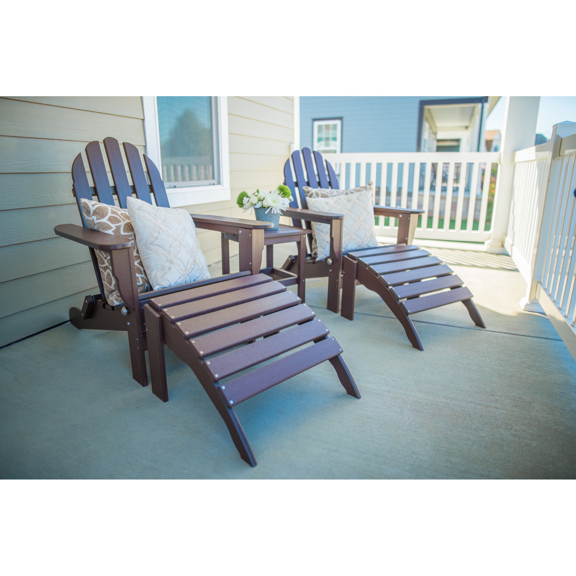 Leighton Foldable Outdoor Adirondack Set, Chocolate