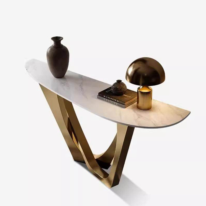 Console en métal fritté de style italien, Doré, H 33,4 po x l 47,2 po x P 15,3 po