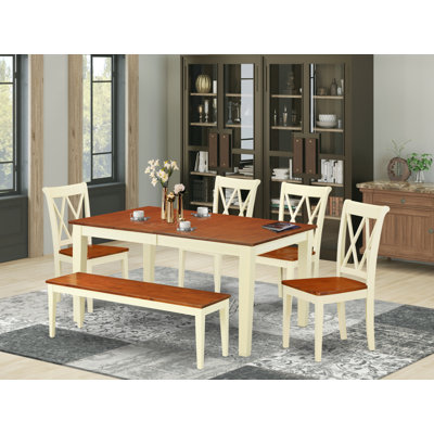 Laforce 6 - Person Extendable Solid Wood Rubberwood Dining Set
