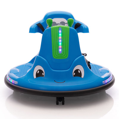 Jouet pour enfants en forme d'escargot électrique, voiture de protection pour tout-petits à piles 12V avec télécommande pour parent / autocollants amusants / rotation à 360 degrés, Azzure