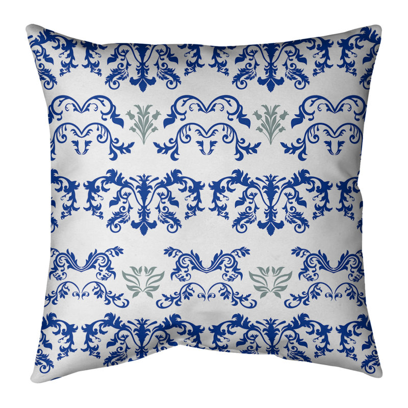 Housse de coussin carré Dallas Dallas, 14 po x 14 po, Blanc / bleu marine clair / gris, Faux lin