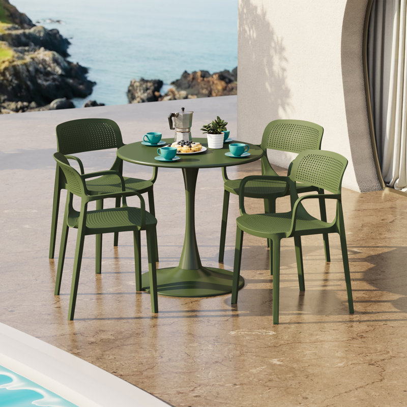Outdoor Round Dining Set, Green