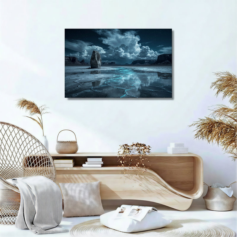 Ensemble de 1 tableau sur toile représentant un ciel nocturne, H 32 po x l 48 po, Toile tendue