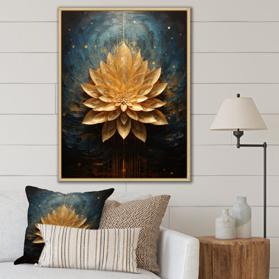 " Golden Blooming Retro Lotus I "