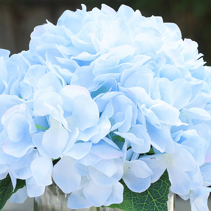 Faux Silk Hydrangea Arrangement in Vase, Blue