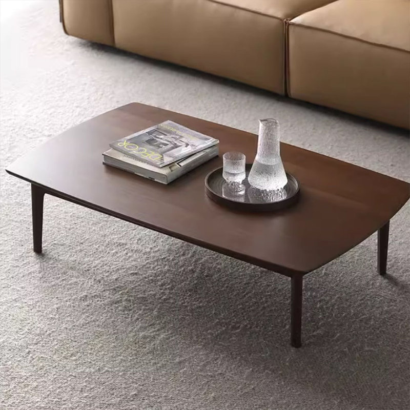 Walnut Rectangular End Table With Curved Edge Coffee Table