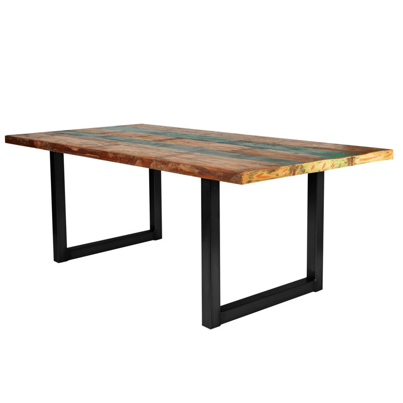 Mexborough Solid Wood Dining Table, 77cm H x 160cm W x 85cm D, Black