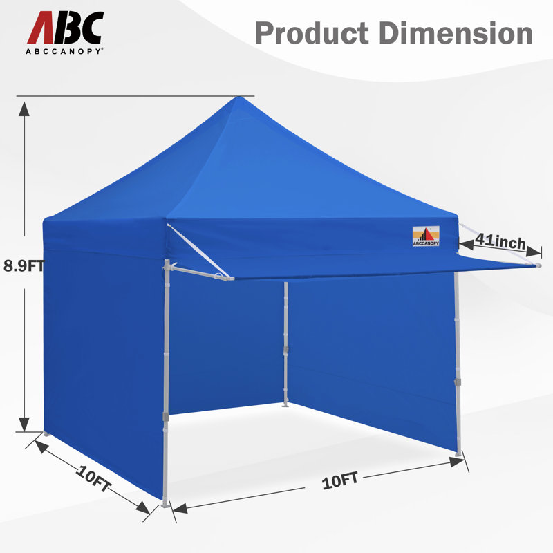 10 pi. L 10 pi. D Auvent escamotable en acier avec auvent, Bleu royal