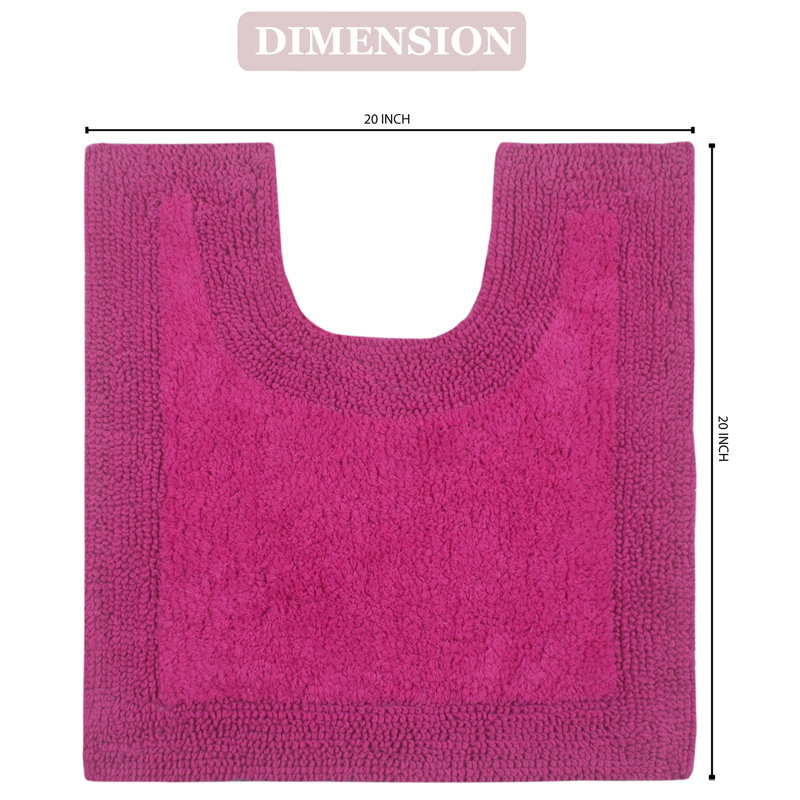 Bruss Luxury 100% Cotton Contour Bath Mat 20"x20" Reversible, Hot Pink