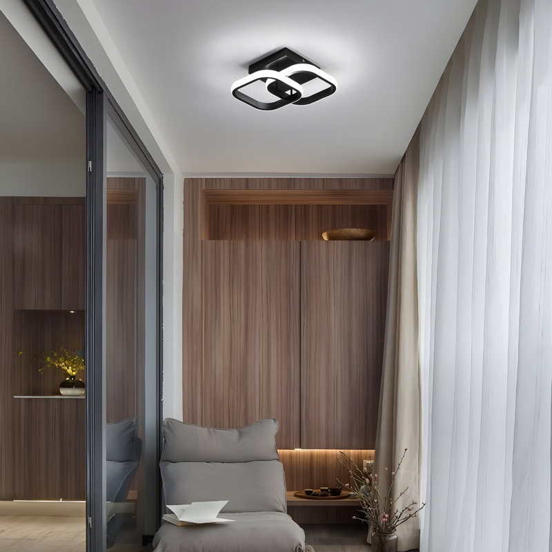 Luebbert LED Semi Flush Mount, Black, 6000K